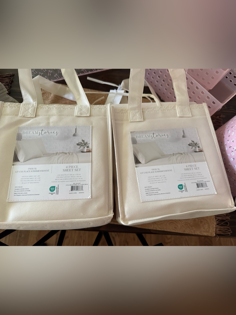 DORM Cream 4-Piece Twin XL Sheet Set